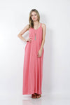 42POPS - ,.. V-NECK CAMI MAXI DRESS /w adjustable strap: L / LT GREY