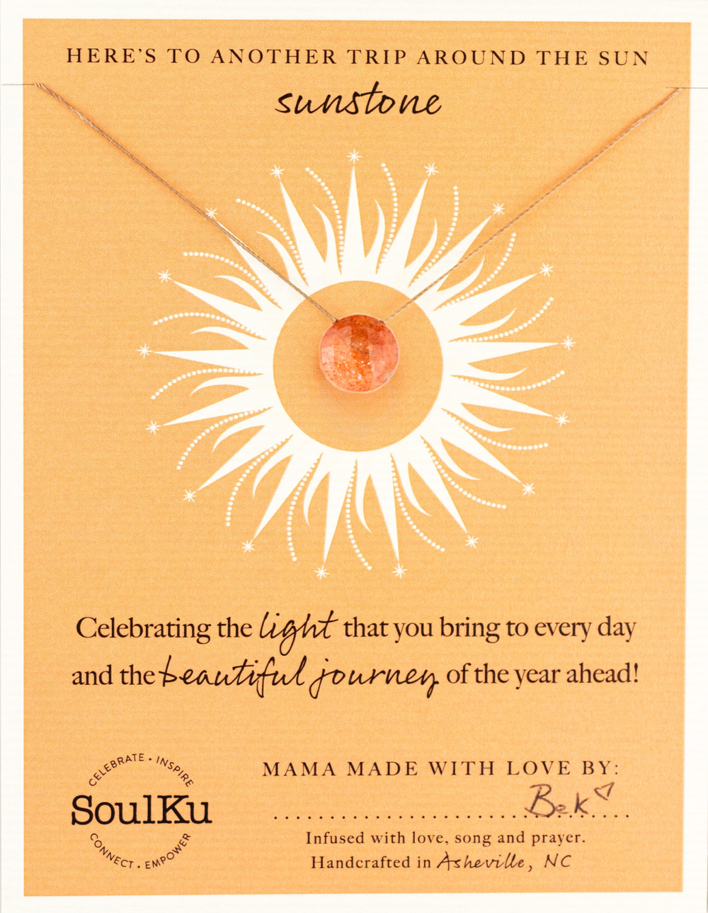 Limited Edition Sunstone Drop Necklace for Happy Birthday