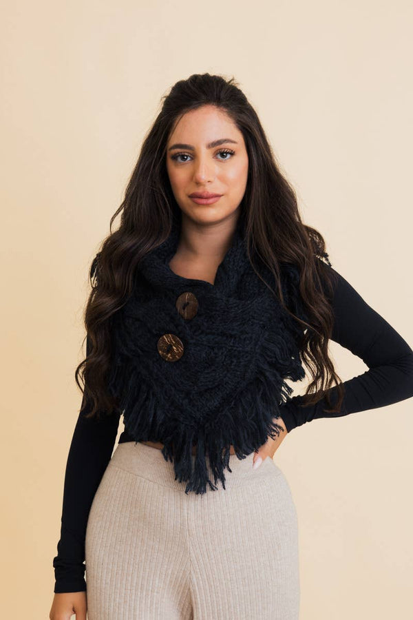 Leto Accessories - Heathered Shoulder Warmer With Coco Buttons: Lemon