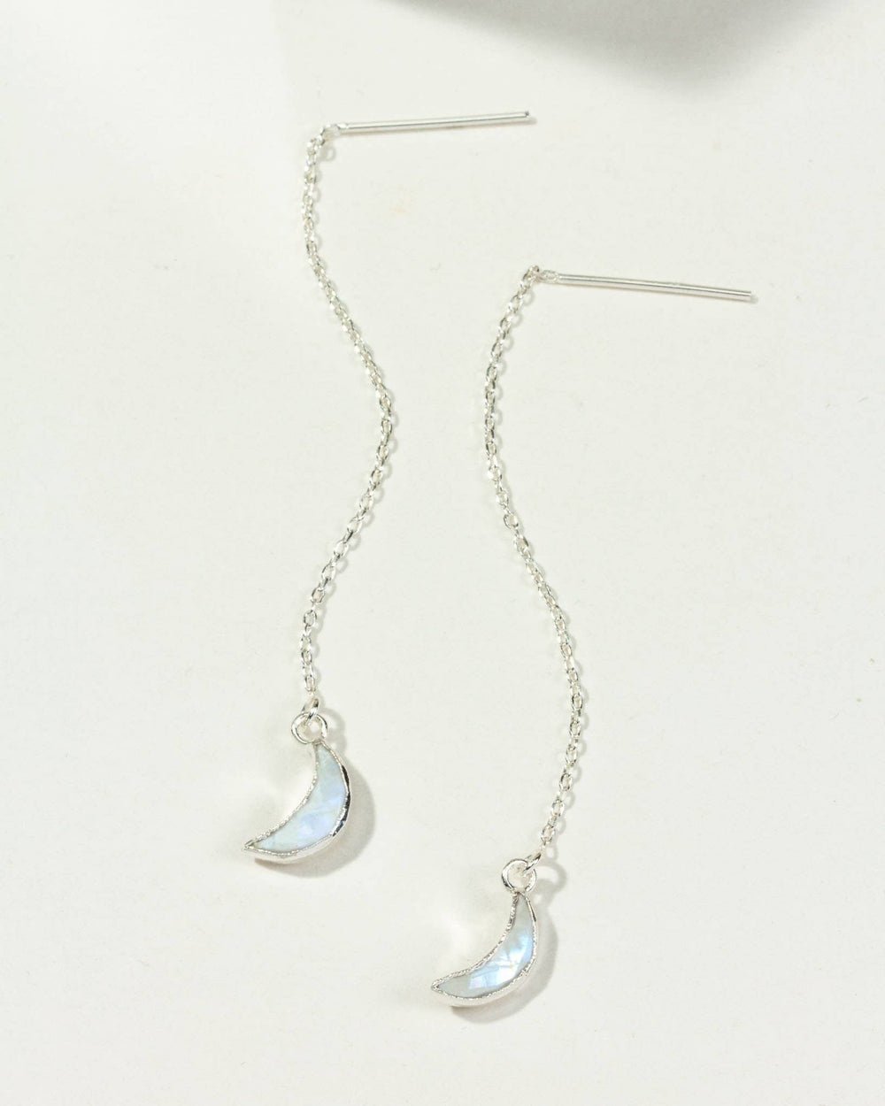 Moonstone Eclipse Threader Earrings