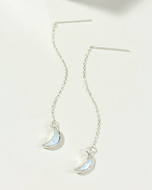 Moonstone Eclipse Threader Earrings