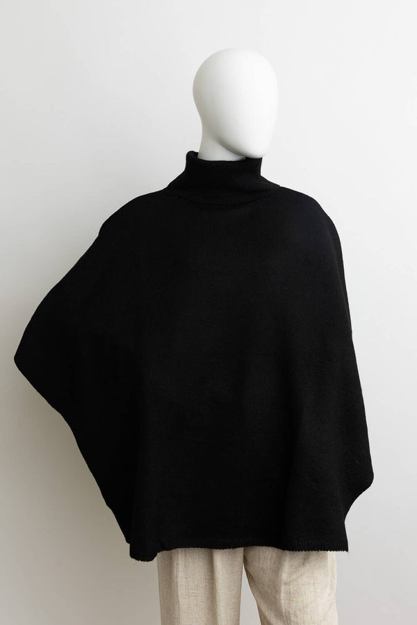 Grey Eco Friendly Turtleneck Poncho