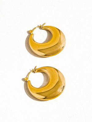 Catherine Non-Tarnish Classic Round Gold Hoop Earring