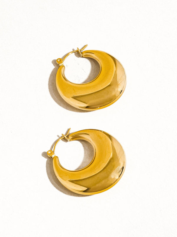 Catherine Non-Tarnish Classic Round Gold Hoop Earring