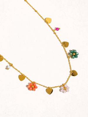 Melvin Non-Tarnish Flower & Hearts Necklace