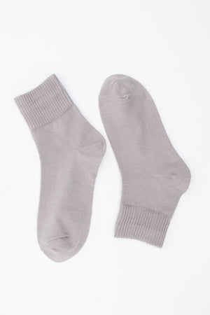 Gray Happy Feet Embroidered Socks