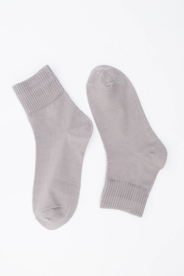 Gray Happy Feet Embroidered Socks
