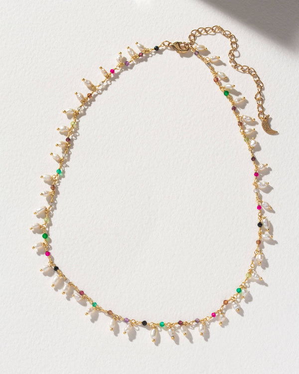 Luna Norte - Lily of the Valley Collar Necklace - Genuine Multistone & Pe