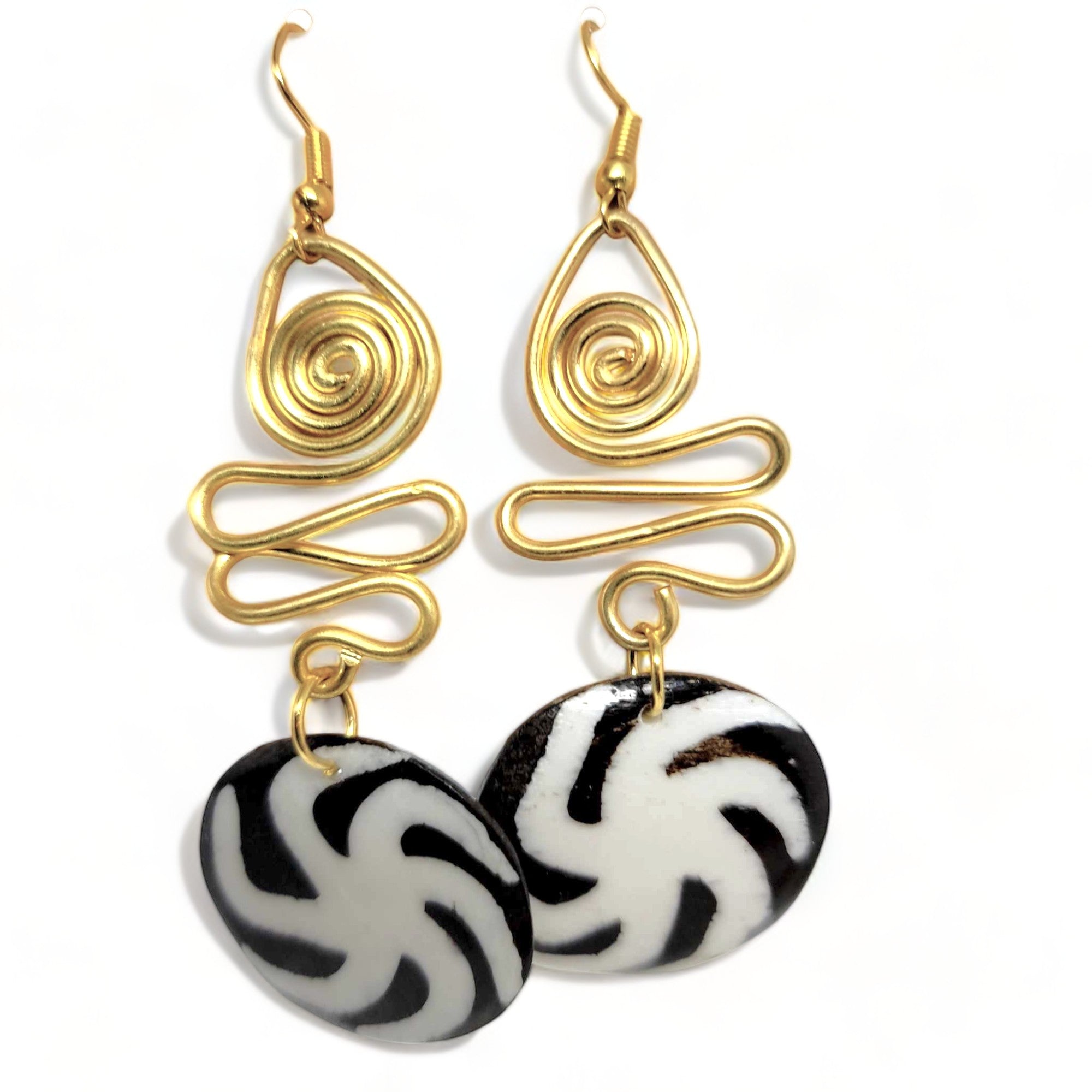 Black Half Moon Dangle Earrings