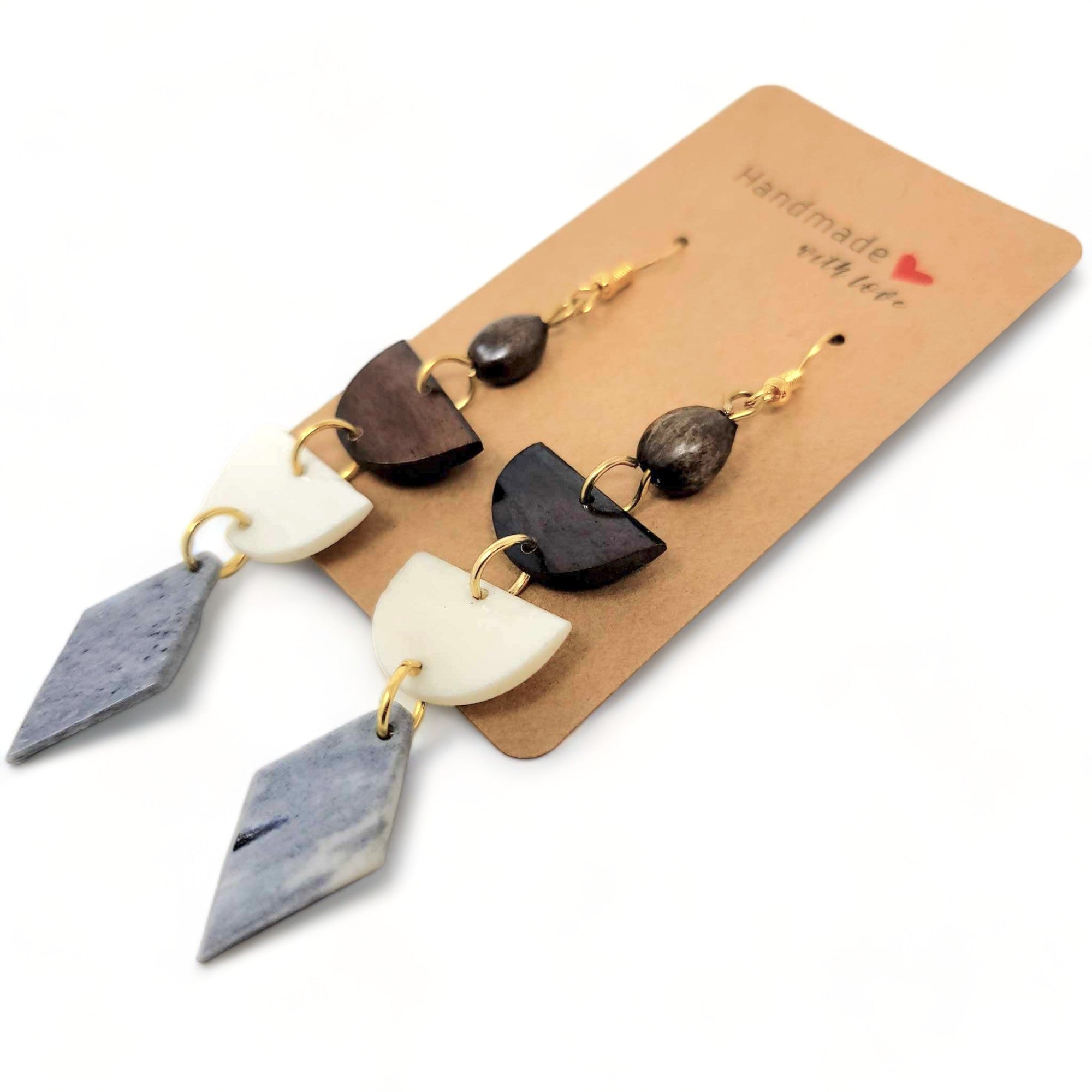 Diamond-Shaped Bone Earrings