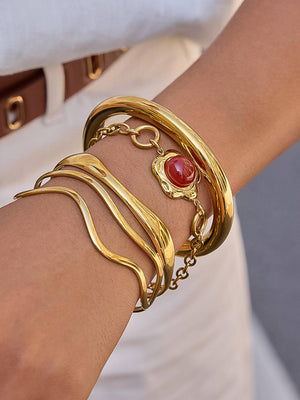 Roussel 18K Gold Non-Tarnish Classic Cuff Bangle