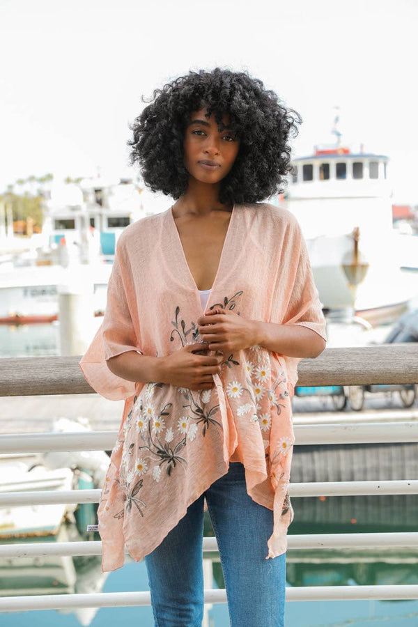 Leto Accessories - Bestselling Spring Daisy Woven Kimono – Chic Cardigan