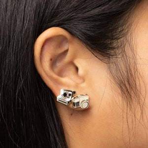 Yellow Owl Workshop - Cameras Earrings | Gold Polaroid Mismatched Studs
