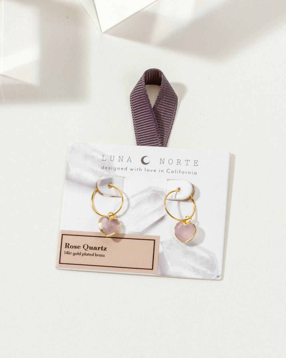 Rose Quartz Heart Mini Hoop Earrings