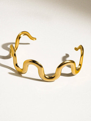 Flânerie by MAIQ - Félix 18K Gold Non-Tarnish Wavy Bold Statement Bracelet: Silver
