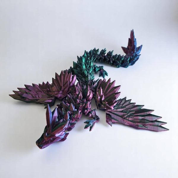 PowerTRC 3D Print - 3D Printed Articulated Crystal Dragon with Wings (Large)