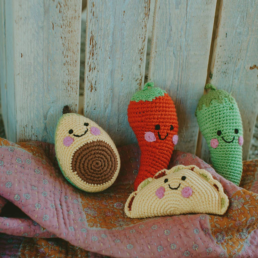 Avocado Baby Crochet Rattle