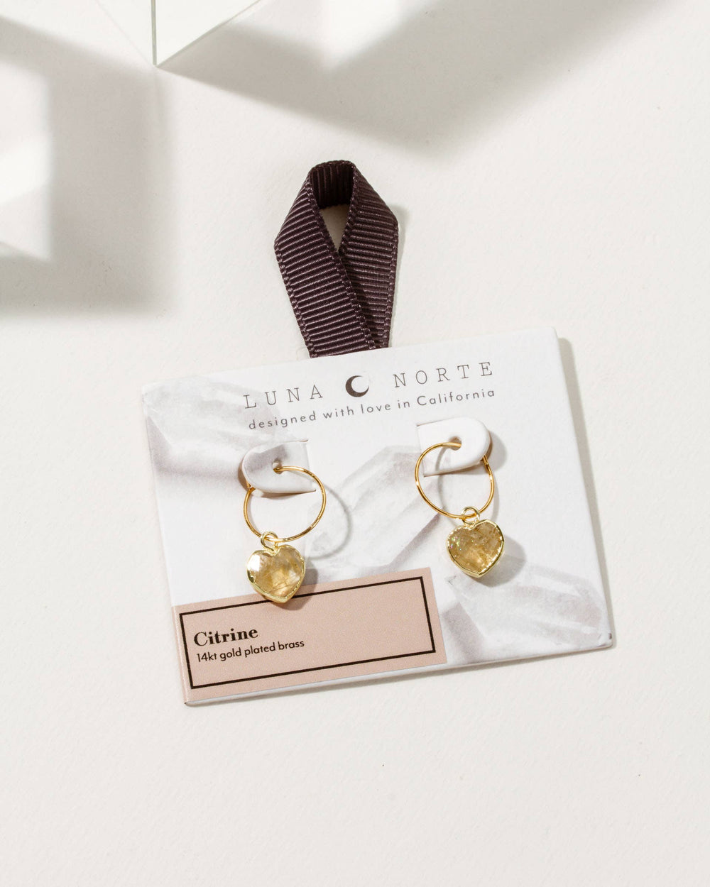 Citrine Heart Mini Hoop Earrings