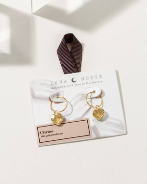Citrine Heart Mini Hoop Earrings
