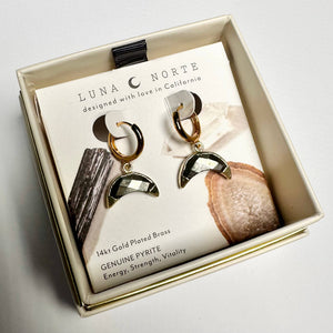 Pyrite Crescent Huggie Hoop Earrings