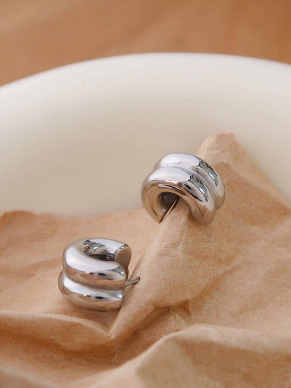 Silver Emma Non-Tarnish Double C-Hoop Earring
