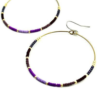 Ombré Hoop Earrings - Woven Seed Beads