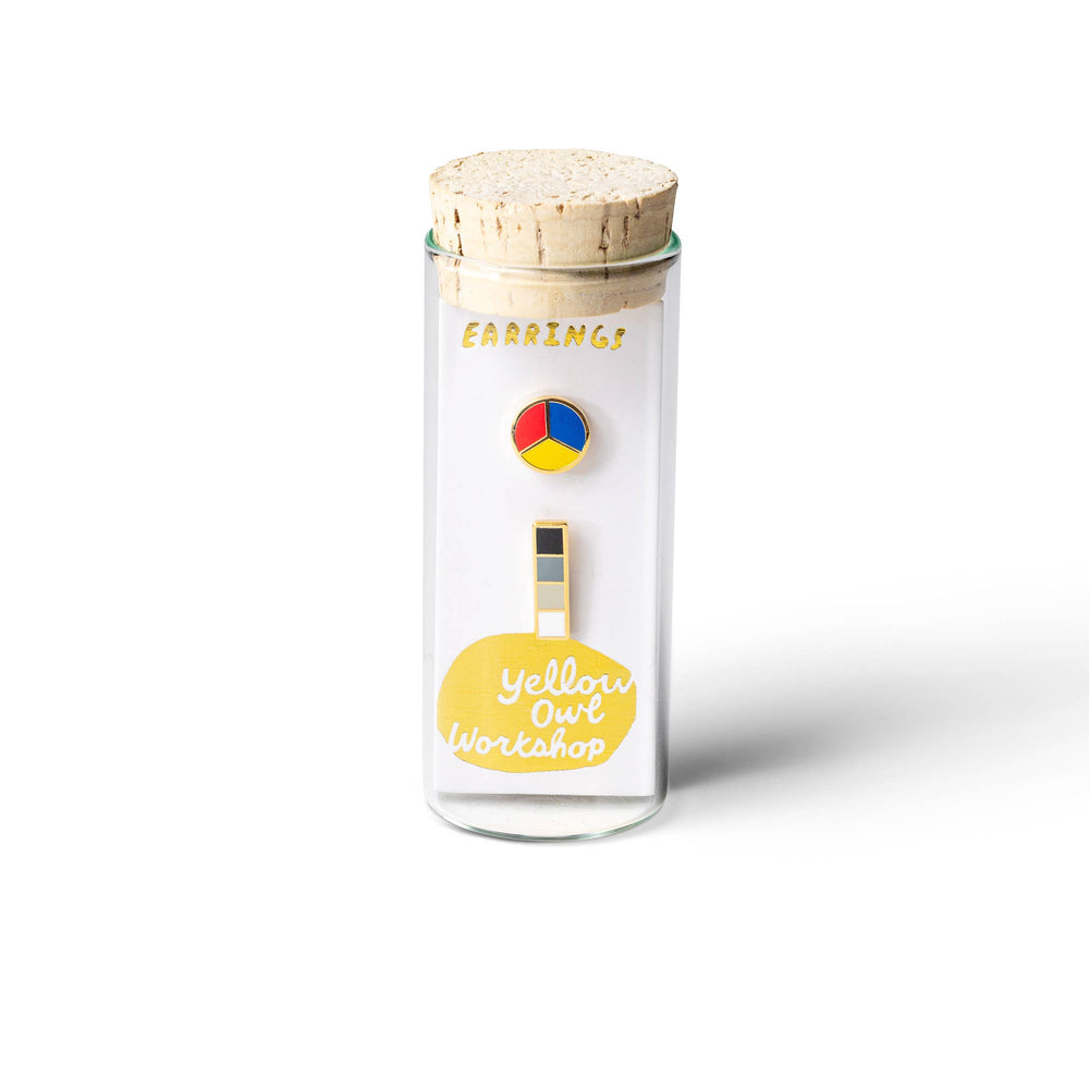 Yellow Owl Workshop - Color Wheel & Grayscale Earrings | Mismatched Gold Studs