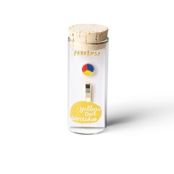 Yellow Owl Workshop - Color Wheel & Grayscale Earrings | Mismatched Gold Studs