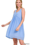 42POPS - ...42POPS SWISS DOT BABYDOLL DRESS w/ lining: S / SPRING BLUE-163366