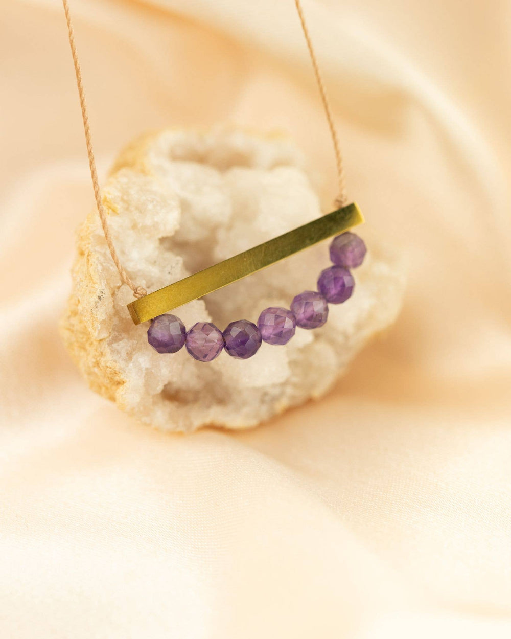 Amethyst Gold Bar Necklace for FEARLESS