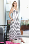 42POPS - ,,,,,...42POPS Maxi Dress w/ adjustable strap & pockets: S / IVORY/BLACK-81678