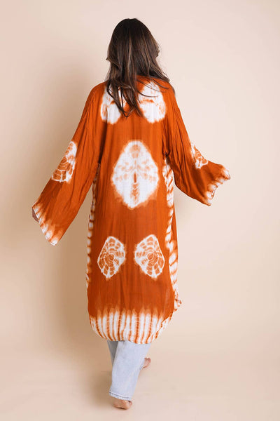 Boho Vibes Tie-Dye Longline Wrap Kimono