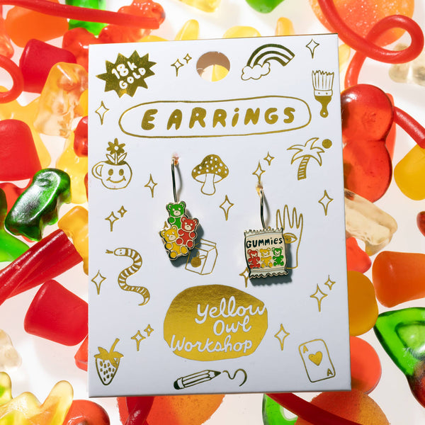 Yellow Owl Workshop - Gummy Bear Drop Earrings | Mismatched Gold Dangle Earrings
