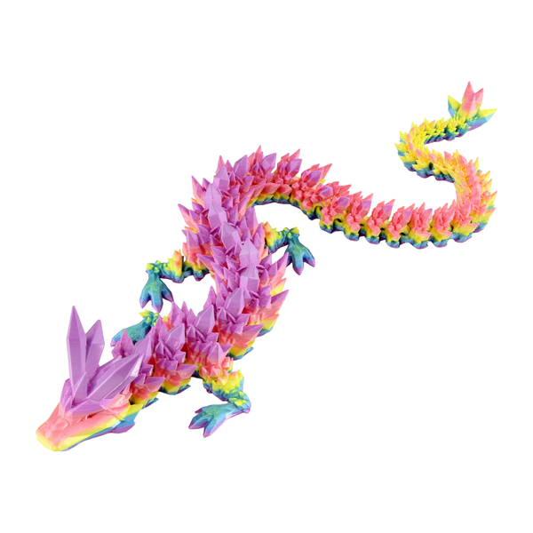 PowerTRC 3D Print - 3D Printed Articulated Crystal Dragon (Rainbow)