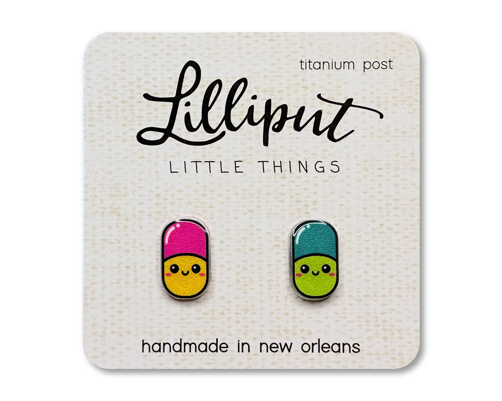 Lilliput Little Things - Happy Pill Earrings // Quirky Earrings