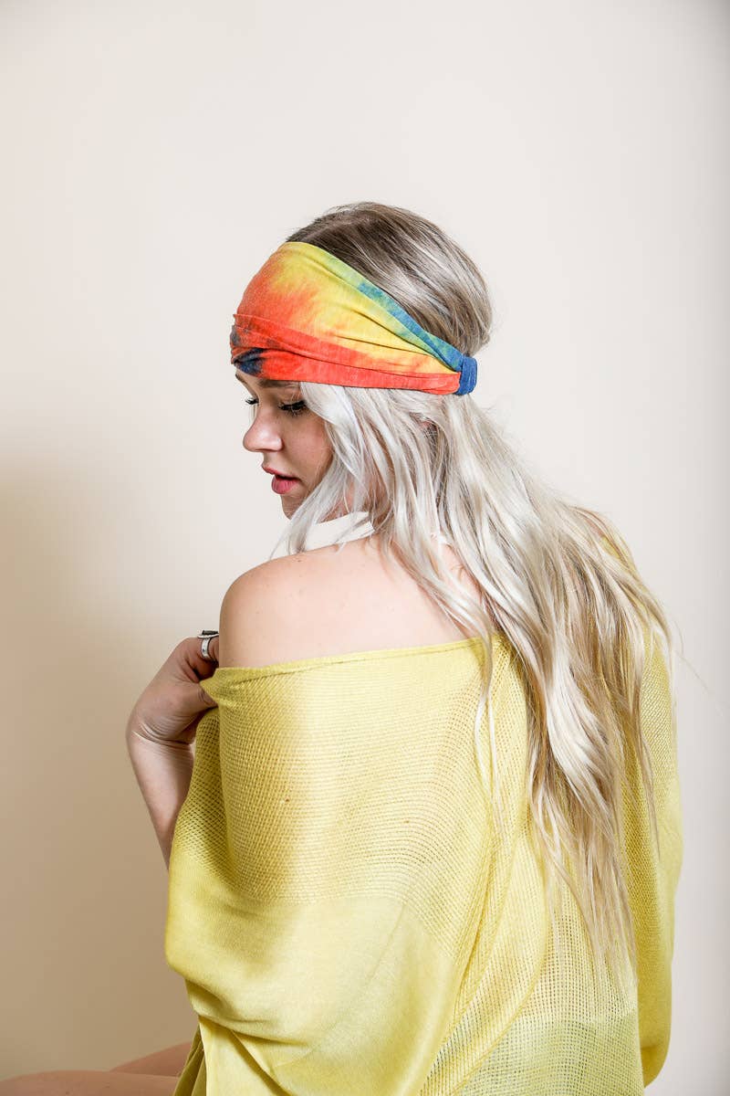 Boho Chic Wide Band Tie-Dye Headwrap