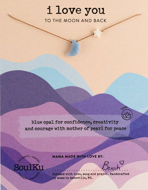 SoulKu - Blue Opal I Love You To The Moon & Back Necklace