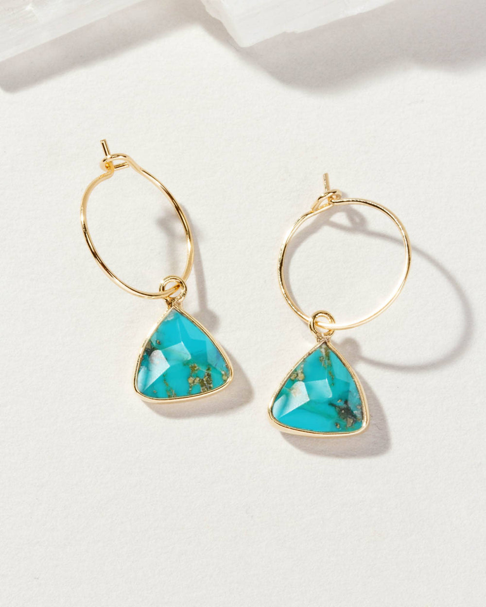 Turquoise Bermuda Triangle Mini Hoop Earrings