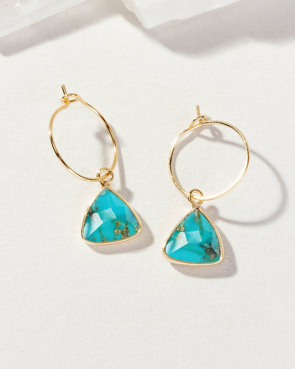Turquoise Bermuda Triangle Mini Hoop Earrings