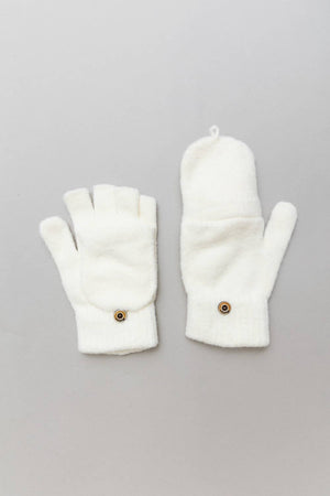 Knit Convertible Fingerless Gloves with Mitten Flap