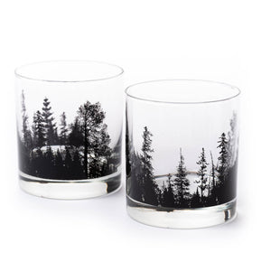 Black Lantern - Forest Landscape Whiskey Glasses