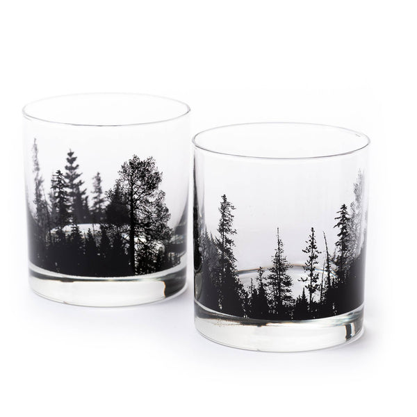 Black Lantern - Forest Landscape Whiskey Glasses