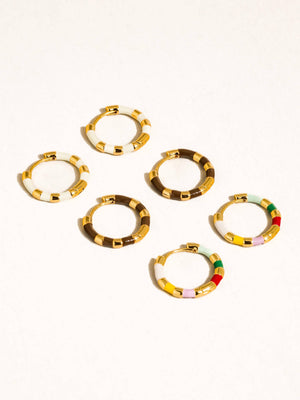 Flânerie by MAIQ - Avielle 18K Gold Vintage Enamel Hoop Earring