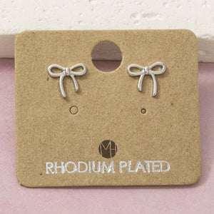 Fame Accessories - 18K Gold Dipped Polished Bow Stud Earrings