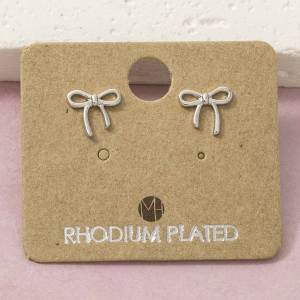 Fame Accessories - 18K Gold Dipped Polished Bow Stud Earrings