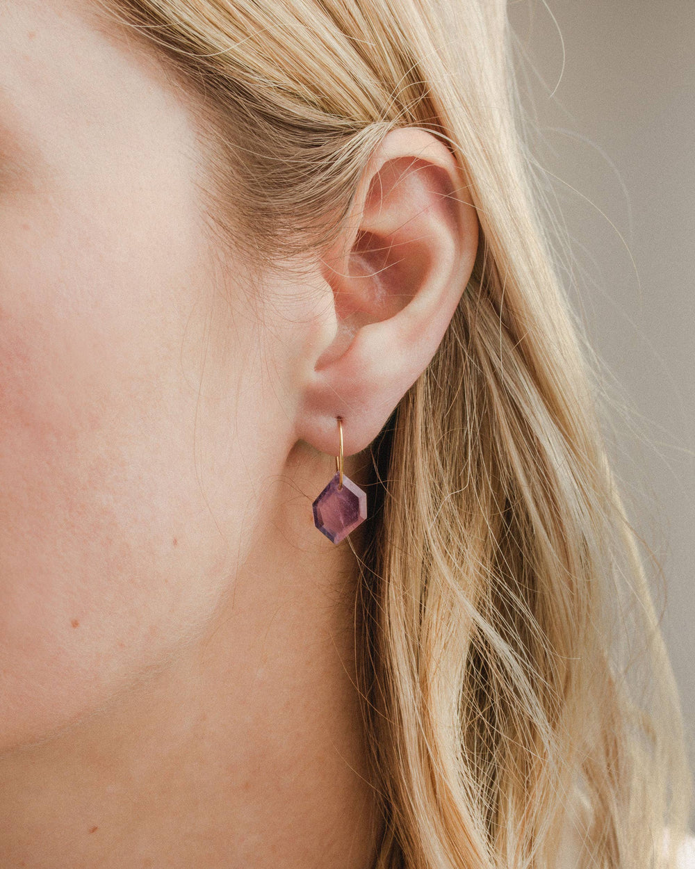 Amethyst Geometry Mini Hoop Earrings