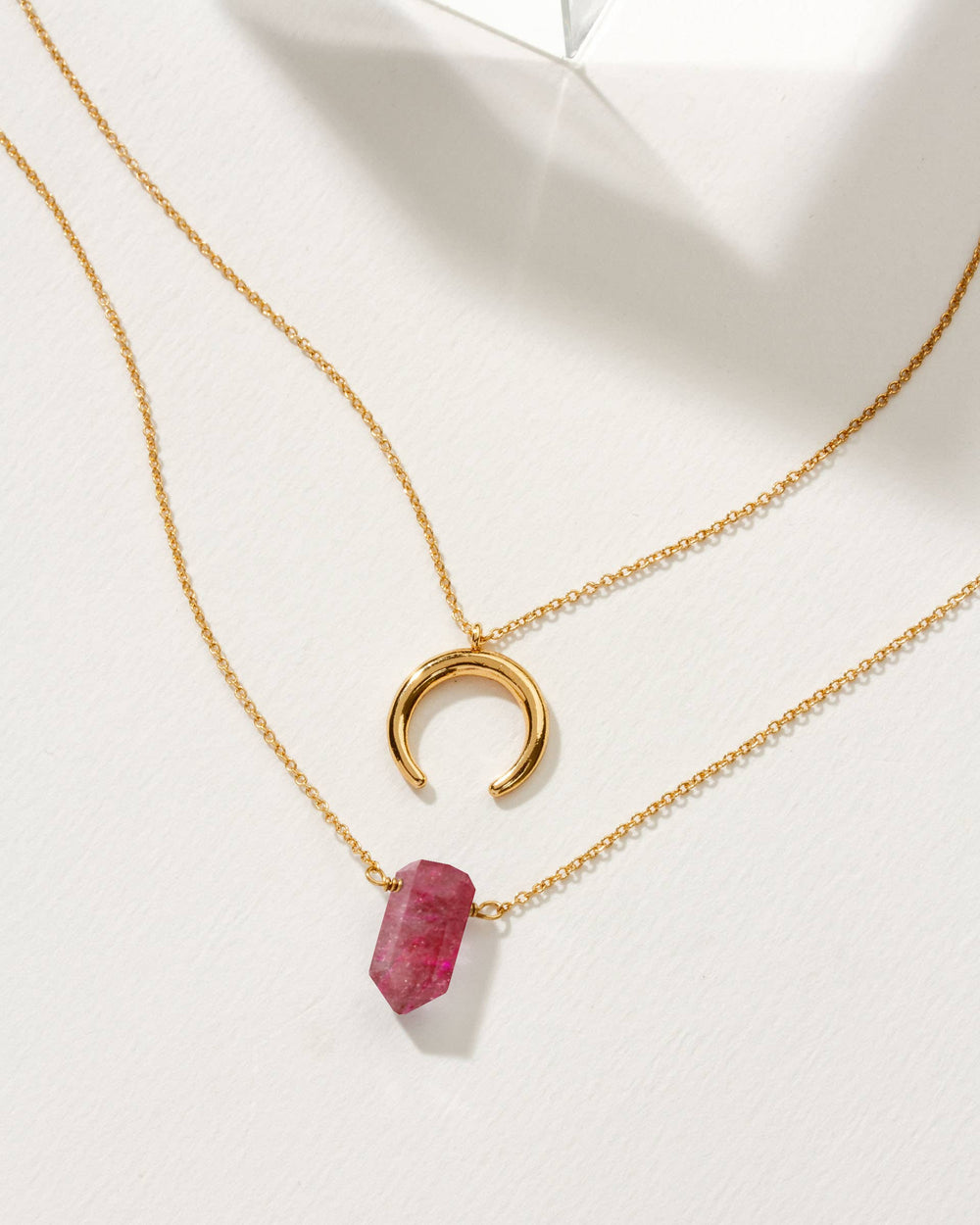 Ruby + Golden Moon Necklace Set
