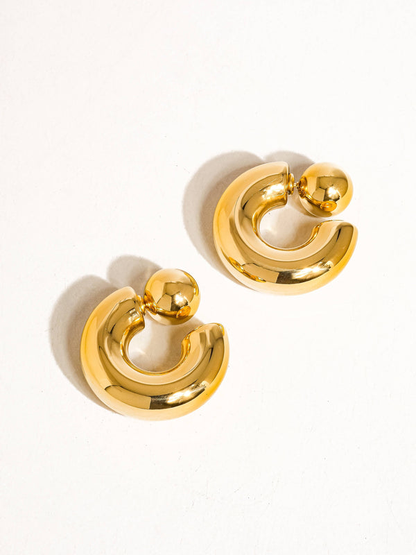Fernanda Non-Tarnish Ball C Hoop Earring