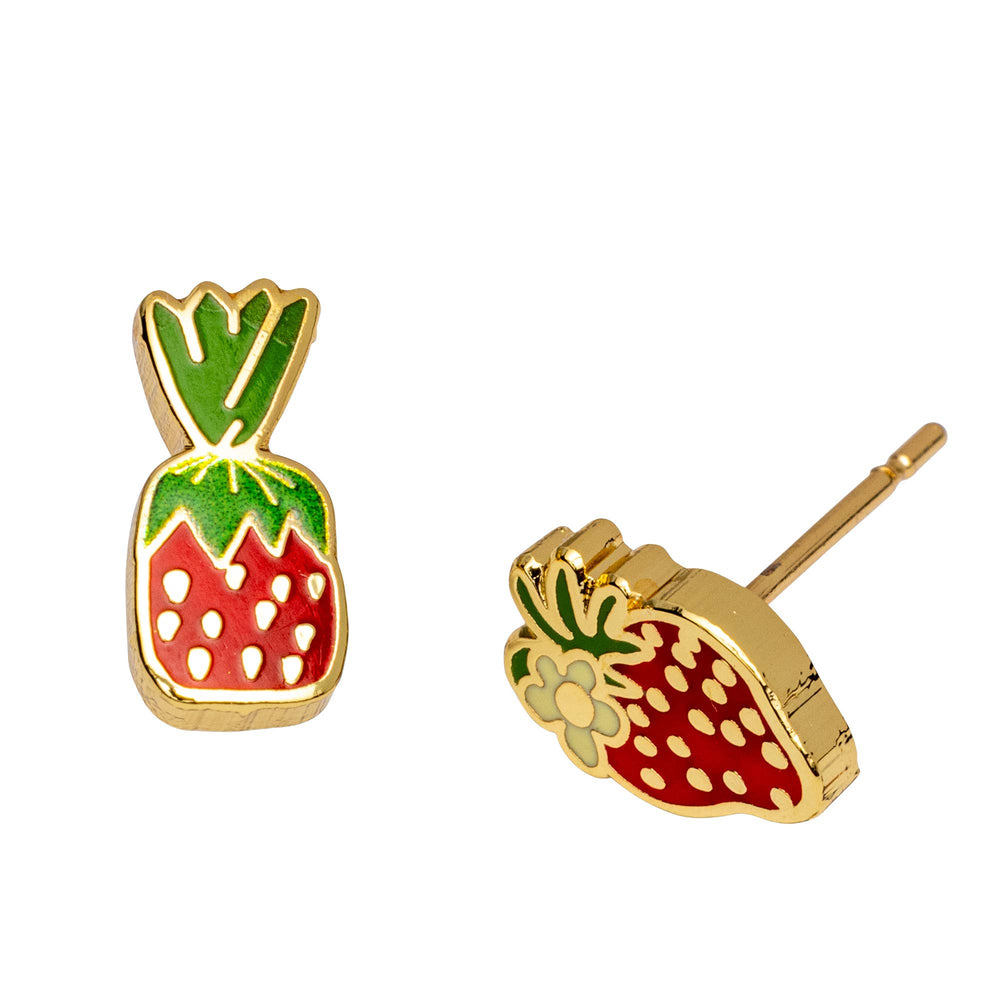 Yellow Owl Workshop - Strawberry Candy Earrings | Vintage Mismatched Gold Studs