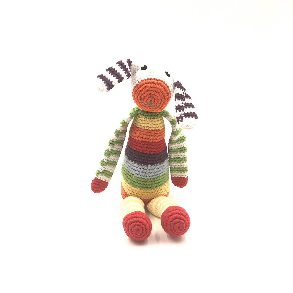 Velvety Plush Organic Rainbow Crocheted Bunny